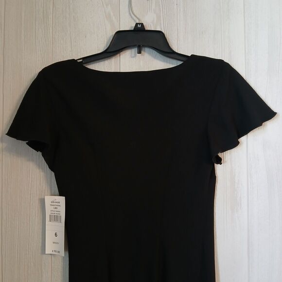 S.L. Fashions Women's Size 6 Missy Black Short Sleeve Layered Formal Dress - Picture 4 of 11